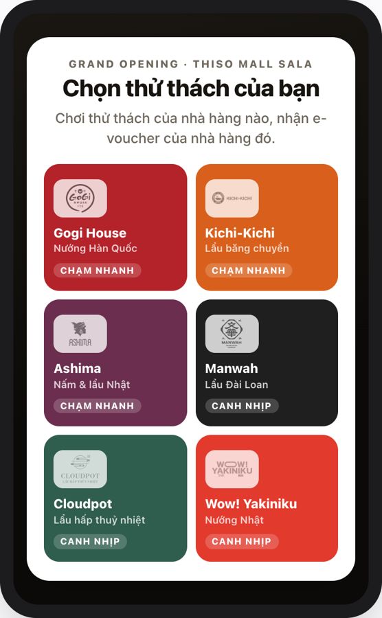 Màn chọn thử thách nhà hàng