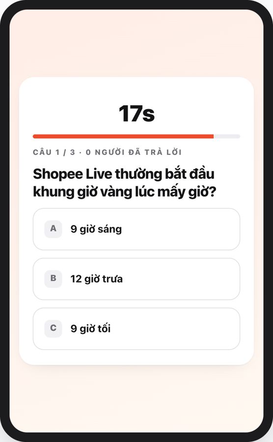 Câu hỏi đếm giờ và bảng xếp hạng