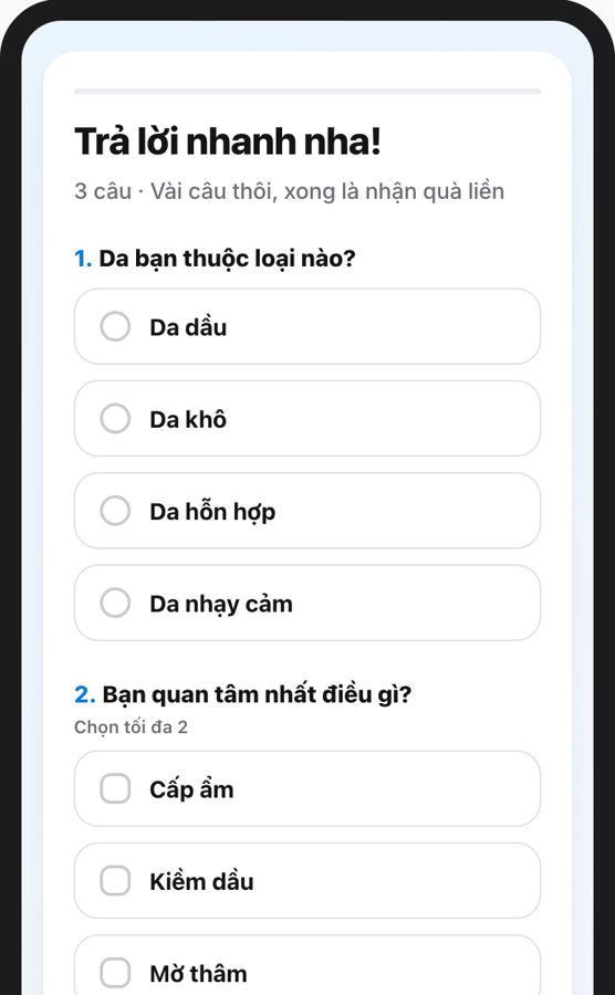 Màn khảo sát trên điện thoại